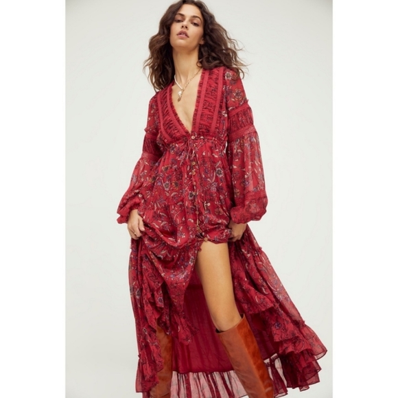 Free People × Cassis Printed Chiffon Dress - Picture 15 of 15